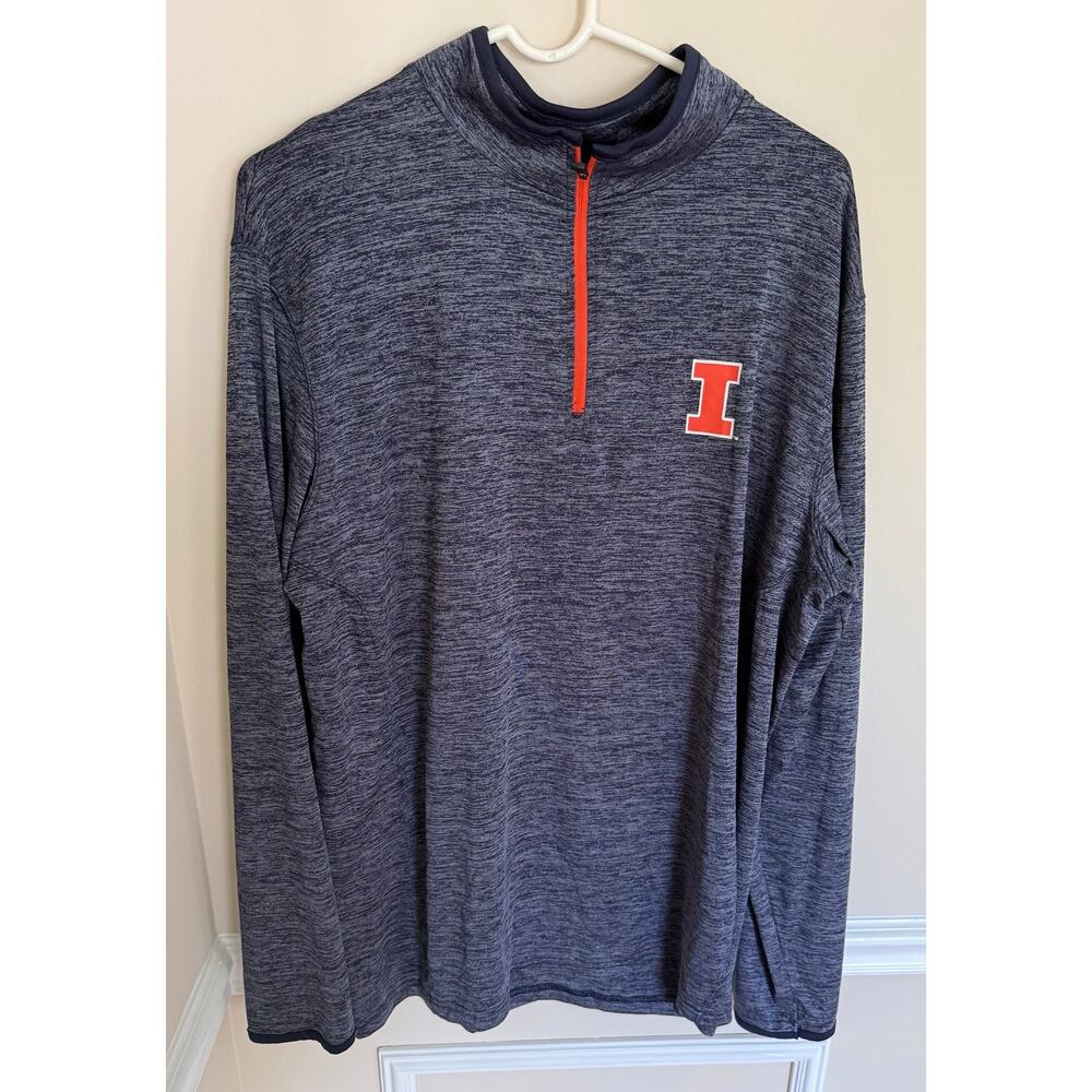 Blue/Orange Fighting Illini Collegiate Men’s Athlesuire Quarter Zip Casual- L